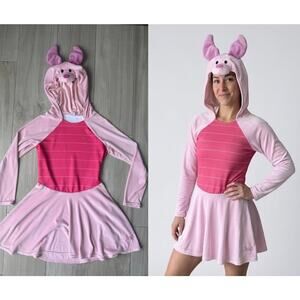 Disney Winnie the Pooh Piglet Hooded Costume Dress Pink Size M